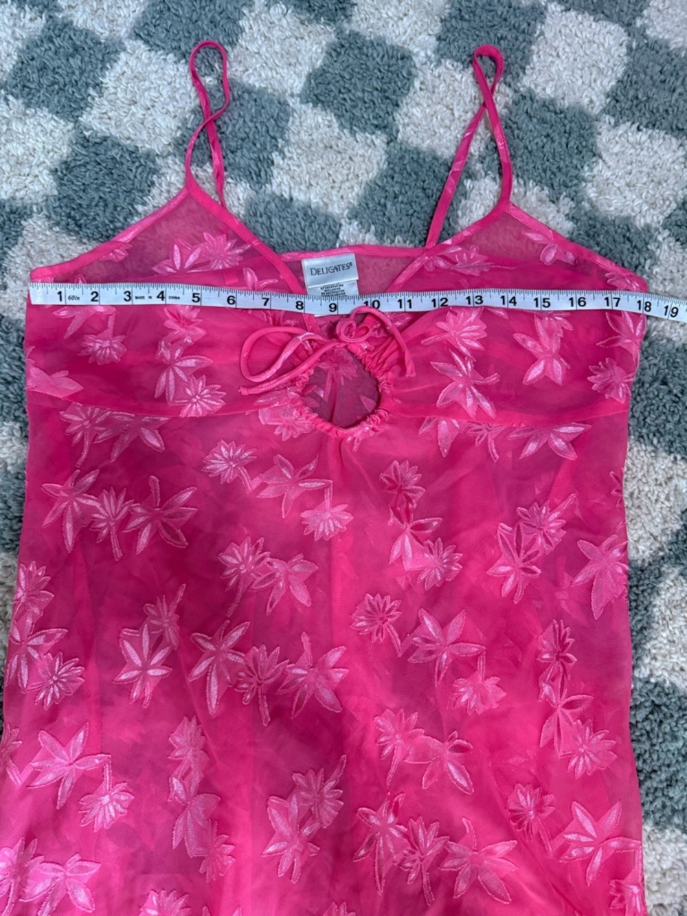 DELICATES Vintage Barbie Pink Floral Sheer Babydoll Chemise Slip Dress Keyhole - Picture 5 of 8
